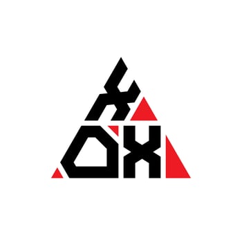 XOX triangle letter logo design with triangle shape. XOX triangle logo design monogram. XOX triangle vector logo template with red color. XOX triangular logo Simple, Elegant, and Luxurious Logo.