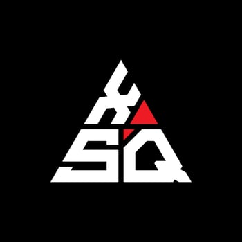 XSQ triangle letter logo design with triangle shape. XSQ triangle logo design monogram. XSQ triangle vector logo template with red color. XSQ triangular logo Simple, Elegant, and Luxurious Logo.