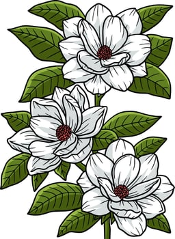 Magnolia Flower Cartoon Colored Clipart vector