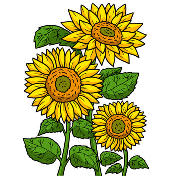 Sunflower Flower Cartoon Colored Clipart vector