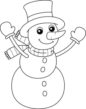 Snowman Christmas Isolated Coloring Page for Kids vector