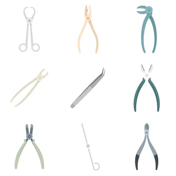Forceps icons set flat vector isolated