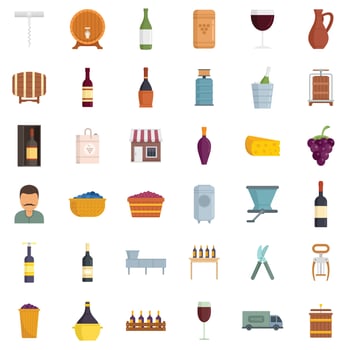 Winemaker icons set flat vector isolated