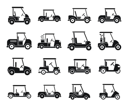 Auto golf cart icons set, simple style vector