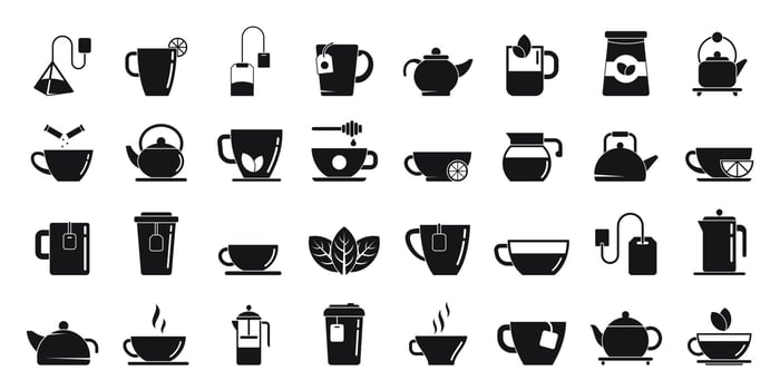 Tea icons set simple vector. Beverage drink vector