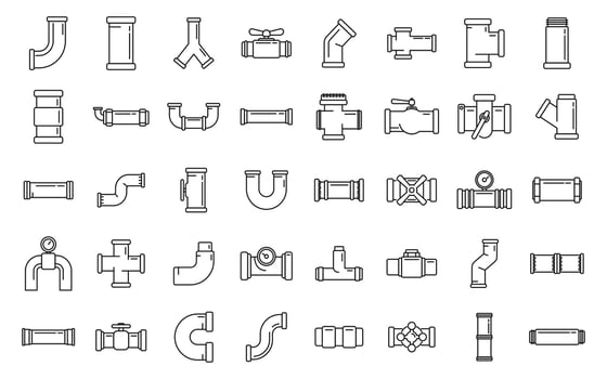 Pipe icons set outline vector. Steel valve vector