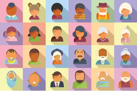 Generation icons set flat vector. Family people vector
