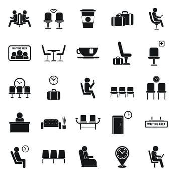 Waiting area icons set simple vector. Wait room vector