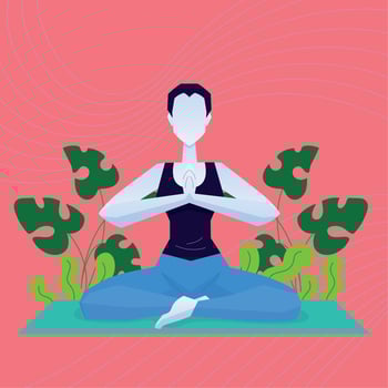 Girl cartoon doing yoga meditation Vector