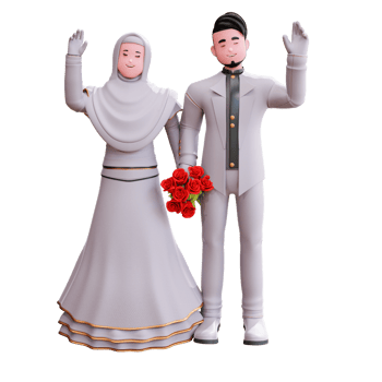 3d character wedding couple illustration png