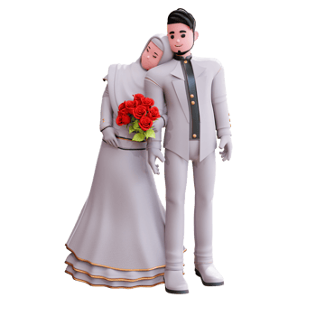 3d character wedding couple illustration png