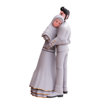 3d character wedding couple illustration png