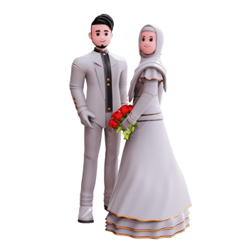 3d character wedding couple illustration png