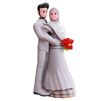 3d character wedding couple illustration png