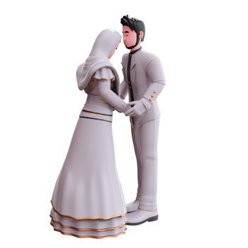 3d character wedding couple illustration png