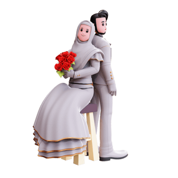 3d character wedding couple illustration png