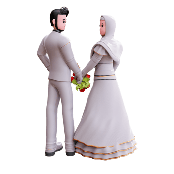 3d character wedding couple illustration png