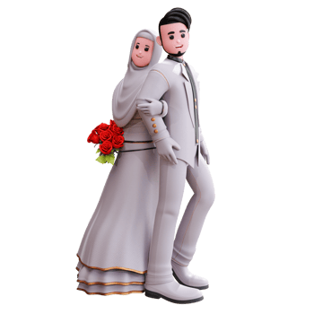 3d character wedding couple illustration png