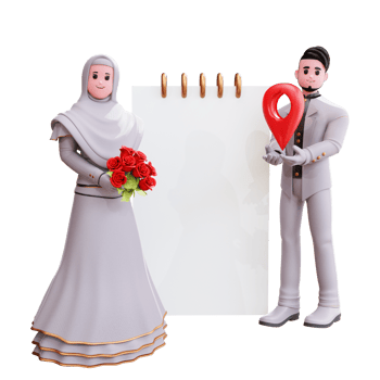 3d character wedding couple illustration png