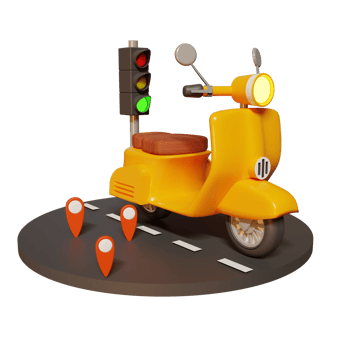 3d delivery packages with motorcycle png
