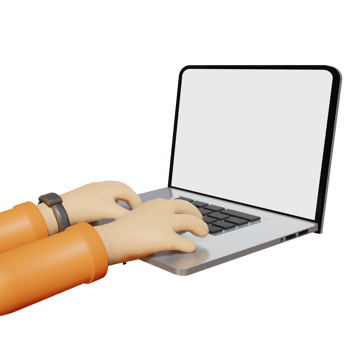 3d hand on laptop png