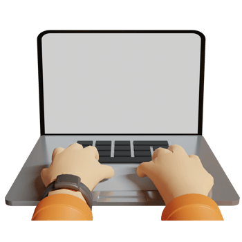 3d hand on laptop png