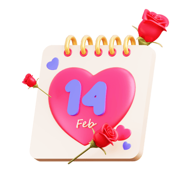 3d valentine calendar object png