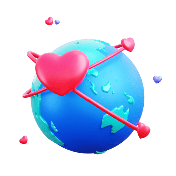 3d valentine love earth object png