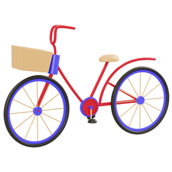 3d illustration bicycle with basket object png