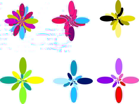Set of colorful flowers background. vector