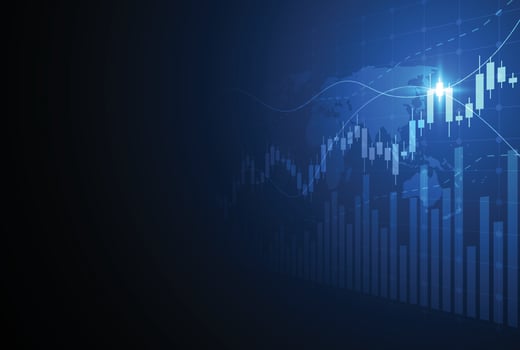 Business candle stick graph chart of stock market investment trading on white background design. Bullish point, Trend of graph. Vector illustration