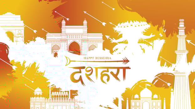 creative vector illustration of Lord Rama killing Ravana in Happy Dussehra Navratri poster festival of India. translation dussehra