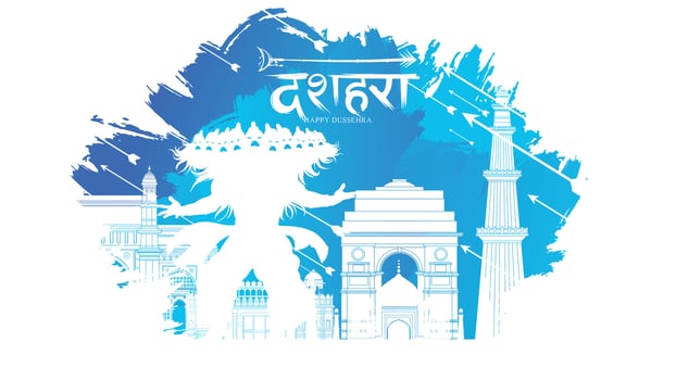 creative vector illustration of Lord Rama killing Ravana in Happy Dussehra Navratri poster festival of India. translation dussehra