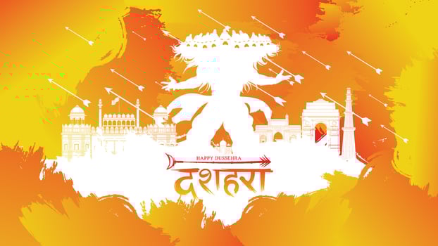 creative vector illustration of Lord Rama killing Ravana in Happy Dussehra Navratri poster festival of India. translation dussehra