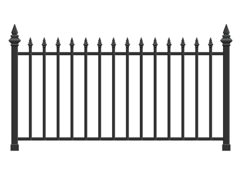 Realistic steel fence vector illustration isolated on white