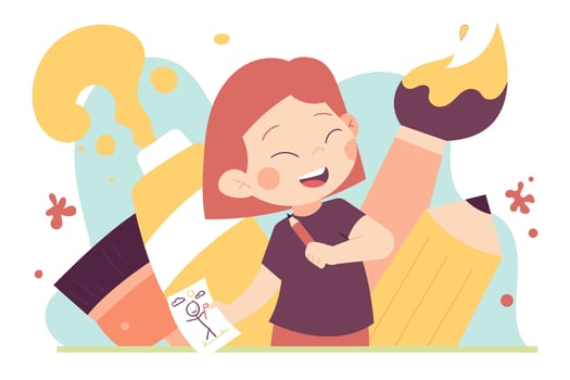 Child Explore Painting Flat Illustration vector