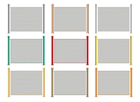 Wire fence in realistic style vector illustration isolated on white