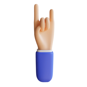 3D Rock On Hand Gesture png