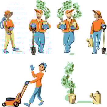 employees who are engaged in the improvement of house territories. vector