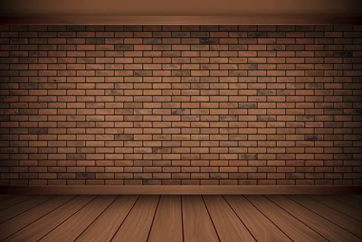 Vector Illustration beautiful brown block brick wall and Wood Floor vintage alignment Texture Pattern Background