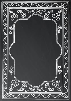 Chalk painted frame on black background. vector