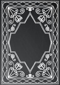 Chalk painted frame on black background. vector