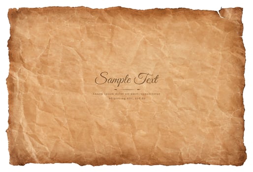 old parchment paper sheet vintage aged or texture isolated on white background vector