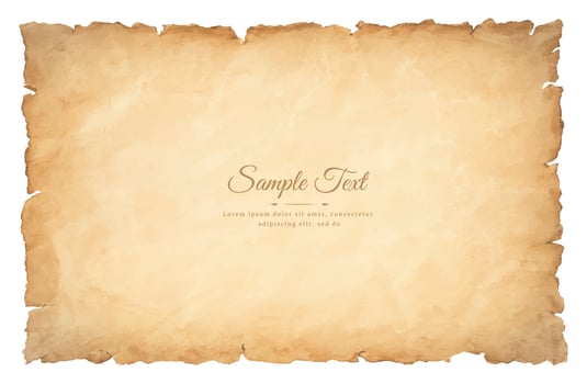 old parchment paper sheet vintage aged or texture isolated on white background vector