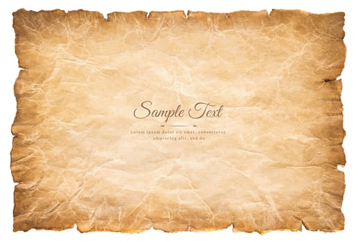old parchment paper sheet vintage aged or texture isolated on white background vector