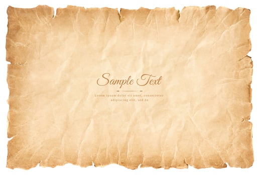 old parchment paper sheet vintage aged or texture isolated on white background vector