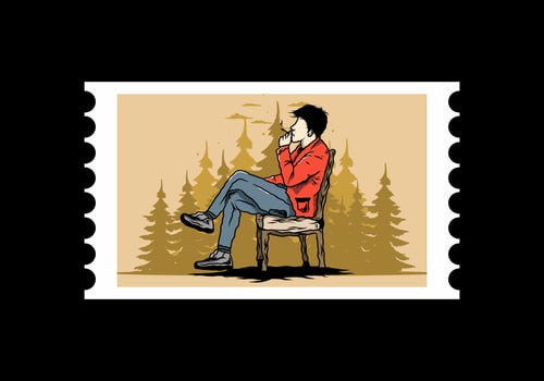 Man sit on chair and smoke cigarettes illustration vector