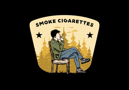 Man sit on chair and smoke cigarettes illustration vector