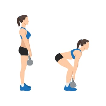 Woman doing Kettlebell deadlift exercise. Flat vector illustration isolated on white background