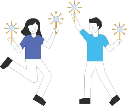 Boy and girl are celebrating Diwali. vector